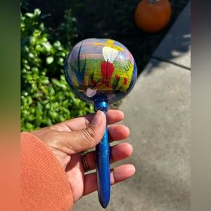 Vintage Rattle Shaker Percussion Musical Instrument - Hand-Painted
